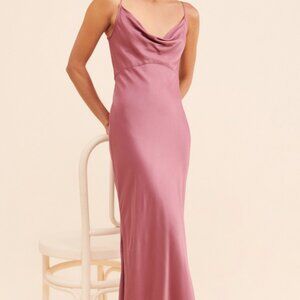 Anthropologie The Elyse Bias Slip Midi Dress Plum